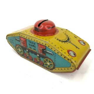 Vintage Toy Tank Bank Tin Litho Usa 45 X675 Made In Usa Rare
