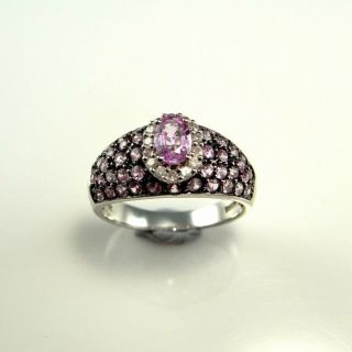 1.  82 Ctw Natural Oval Pink Sapphire Diamond Ring 10k White Gold Estate Wedding