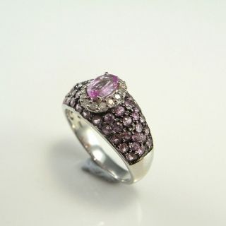 1.  82 ctw Natural Oval Pink Sapphire Diamond Ring 10K White Gold Estate Wedding 3