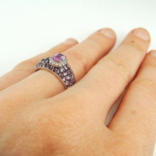 1.  82 ctw Natural Oval Pink Sapphire Diamond Ring 10K White Gold Estate Wedding 4
