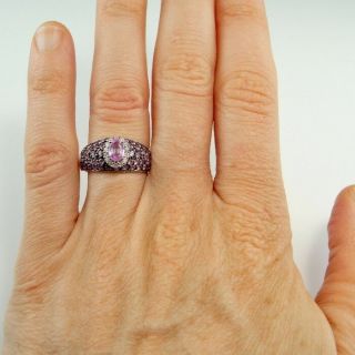 1.  82 ctw Natural Oval Pink Sapphire Diamond Ring 10K White Gold Estate Wedding 5