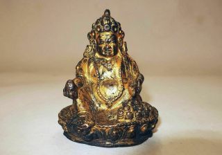 Ming Dynasty Tibetan Gilt Gold Bronze Figure Of Yellow Jambhala （huang Caishen）