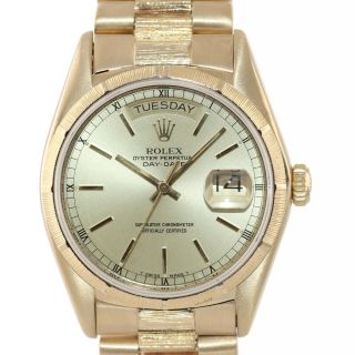 Vintage Rolex Day - Date President 36mm 18078 Bark 18K Yellow Gold Watch 18038 2