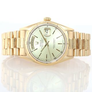 Vintage Rolex Day - Date President 36mm 18078 Bark 18K Yellow Gold Watch 18038 5