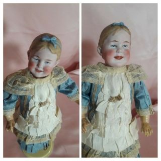 Rare Antique German Laughing Girl with Coiled Braids 9”Gebruder Heubach 8050 11