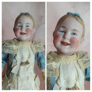 Rare Antique German Laughing Girl with Coiled Braids 9”Gebruder Heubach 8050 2