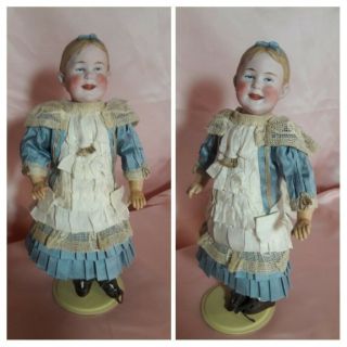 Rare Antique German Laughing Girl with Coiled Braids 9”Gebruder Heubach 8050 5