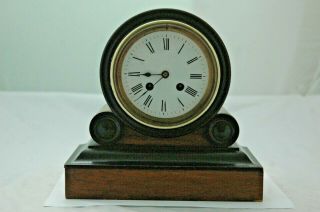 Antique Walnut Japy Freres Mantle Clock With Key.