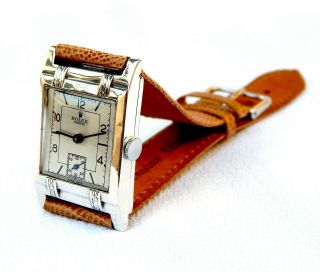 Antique Watch ROLEX Geneve Art Deco 1930c Case Sterling Silver 39mm x 26mm Men 2