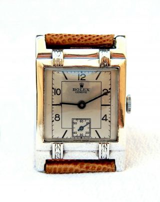 Antique Watch ROLEX Geneve Art Deco 1930c Case Sterling Silver 39mm x 26mm Men 4