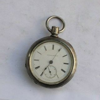Rare Vintage Antique 2.  25 " Illinois Pocket Watch Miller Coin Silver Wind Up Look