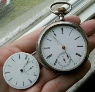 Rare Vintage 2 " 800 Coin Silver Pocket Watch Wind Up French 15 Rubis & Waltham