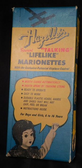 Hazelle Vintage Airplane Control Marionette Puppet Alice Tags Box Toy