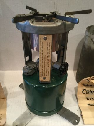 Rare COLEMAN Instant Lighting Stove 520 1940 ' s WWII? Box & Directions 4