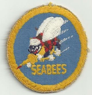 Seabee Post Wwii Navy Patch Yellow Border & Bee Variant