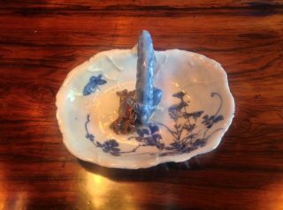 Antique Blue & White Porcelain Cabbage Leaf & Crab Caviar Bowl Japanese Chinese