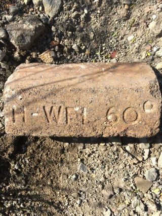 Rare Antique Brick Labeled “h - Wfl 60 Degrees” Salvage Block