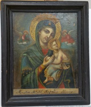 Antique Old Master Painting Discovery Madonna Child Perpetual Help Icon Subject