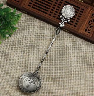 Old China Copper Plating Silver Liang Money Spoon Soup Ladle B01
