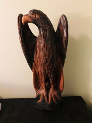 Ww2 Antique German Eagle Wood Carved Folk Art Trench Art