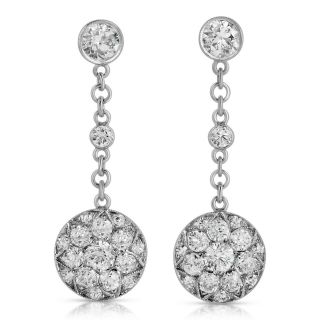Elegant And Brilliant Vintage Platinum Diamond Earrings