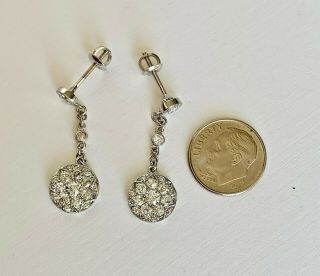 Elegant and Brilliant Vintage Platinum Diamond Earrings 3