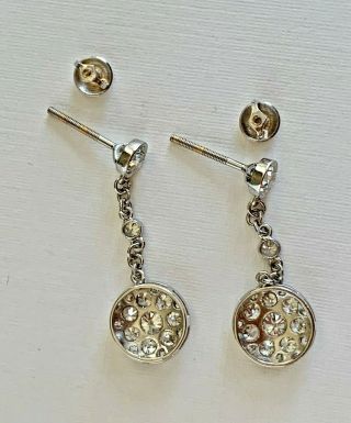 Elegant and Brilliant Vintage Platinum Diamond Earrings 4