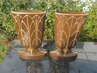 Pair Vintage Bronze Art Deco Style Bronze Style Cemetery Memorial Vase
