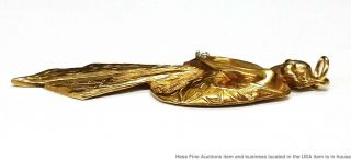 14K Yellow Gold Diamond Antique Art Nouveau Lady Flowing Dress Pendant 8.  2g 5