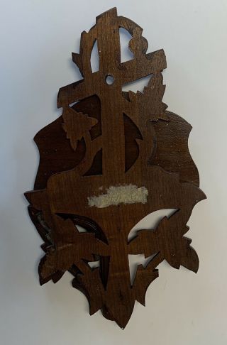 Antique Carved Wooden Small Wall Shelf Cross & VINE Black Forest Folding Vintage 5