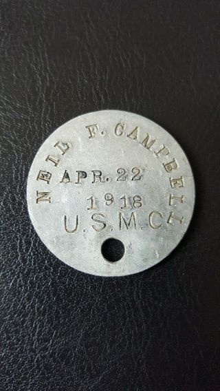 Ww1 Usmc Dog Tag Id Disk