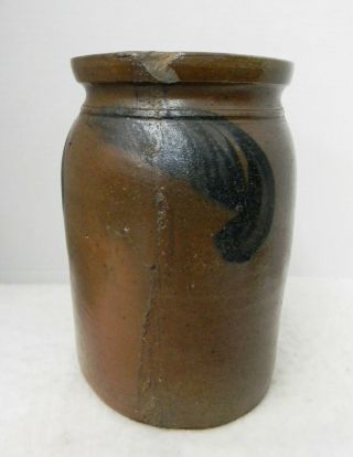 Strasburg VA Area Blue Decorated Stoneware 1/2 Gallon Jar,  Attr.  S.  Bell,  1800 ' s 3