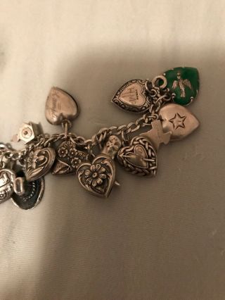 Vintage Sterling Bracelet With 25 Puffy Heart Charms 4