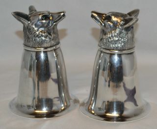 2 Classic Silver Plate Fox Head Stirrup Cups Hunting Memorabilia -