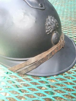 ANTIQUE FRENCH INFANTRY HELMET RF W/ CHIN STRAP AND LINER 6