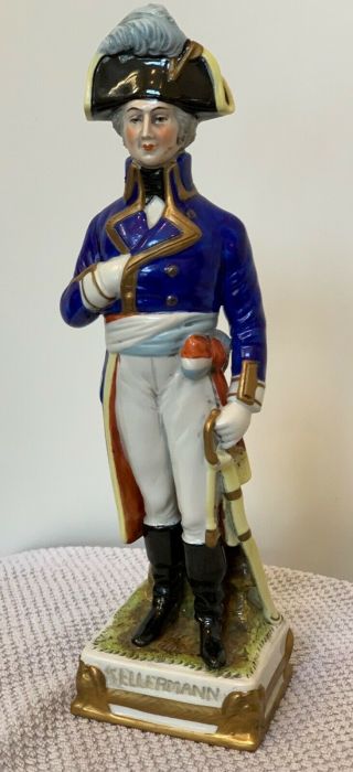 Antique French Military Soldier Porcelain Figurine German Scheibe " Kellermann "