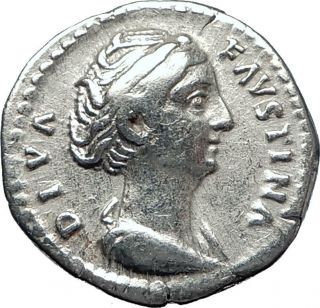 Diva Faustina I Sr 161ad Rome Authentic Ancient Silver Roman Coin Ceres I70295