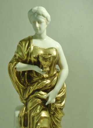 Vtg Andrea Sadek Greek Goddess Lady Gold Dress Holding Goblet Porcelain Figurine