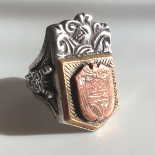 Mexican Biker Ring - Crown,  Coat Of Arms/ Crest - Knight - Vintage - Collector