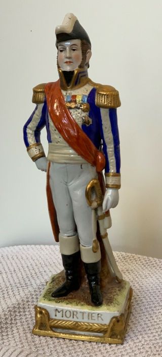 Antique French Military Soldier Porcelain Figurine German Scheibe " Mortier "