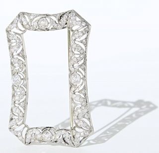 Antique French Platinum 18k Gold Diamonds Open Brooch Necklace Art Deco Nouveau