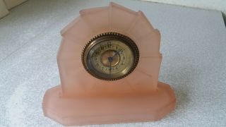 Lovely Small Vintage Art Deco Pink Glass Mantel Clock
