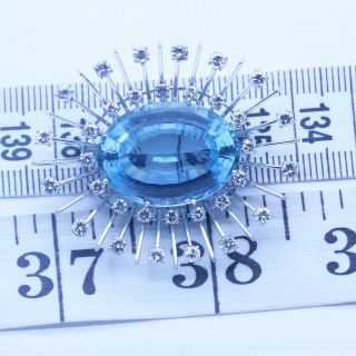 Vintage Brooch Pendant Aquamarine Diamond 18k Gold Sputnik Signed HW (6366) 4