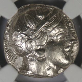 Ancient Attica Athens 440 - 404 BC Athena Owl Tetradrachm Silver Coin NGC CH XF 2