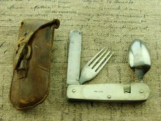 Antique Ww1 Ww2 Wn Best England Military Sterling Silver Hobo Slot Knife Knives