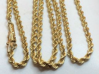 Vintage Estate 18k Yellow Gold Rope Chain Solid Gold 20 Inches 10.  85 Grams