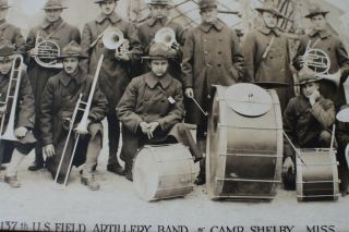 WWI YARD LONG PANORAMIC PHOTO 137TH FIELD ARTILLERY BAND CAMP SHELBY MISSISSIPPI 7