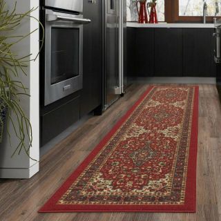 Persian Heriz Oriental Design Runner Rug Non - Skid Red,  22 L X 84 W Kitchen Room