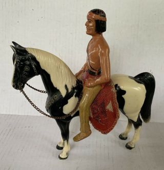 Vtg 1950s Breyer Indian Rider W/ Pinto Horse Blanket Saddle Hartland