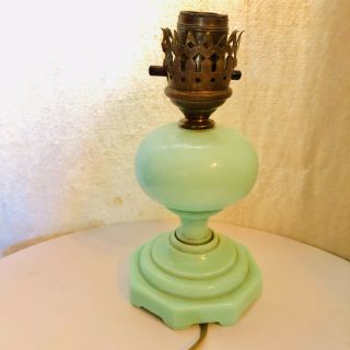 Vintage Jadeite Green Milk Glass Desk Or Bedside Lamp Rewired